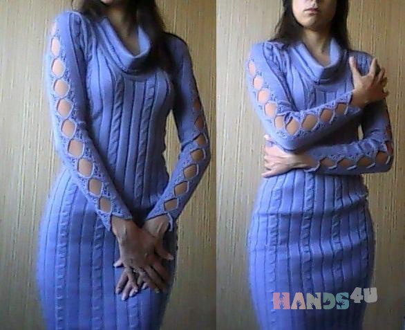 Вязать крючком платье с длинным рукавом Вязать крючком платье с длинным рукавом