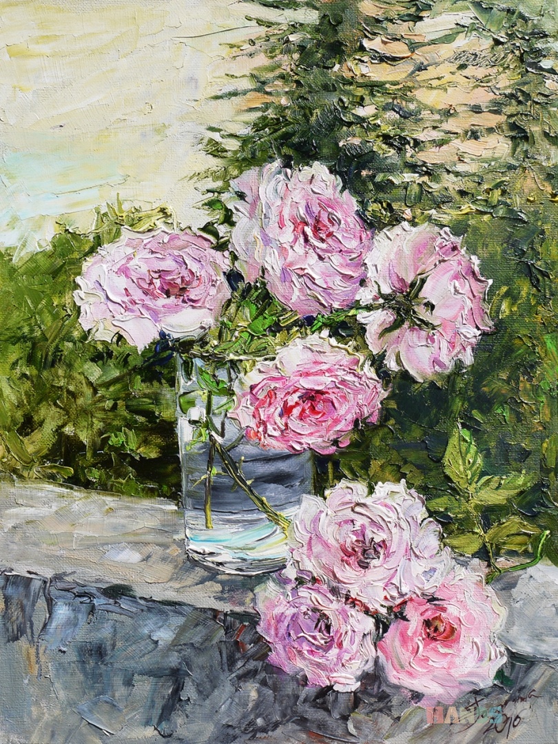 Painting (picture) : on the balcony. author elena gagarina.