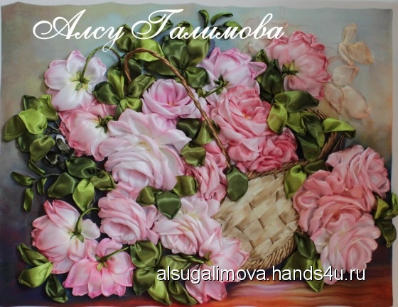 Купить Картина Облако воздушных роз, Картины цветов, Картины и панно ручной работы. Мастер Алсу Галимова (AlsuGalimova) . атласная  лента