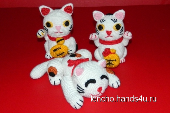 Купить Счастливые японские коты, Для дома и семьи, Обереги, талисманы, амулеты, Фен-шуй и эзотерика ручной работы. Мастер Елена Пичугина (Lencho) . вязаная игрушка