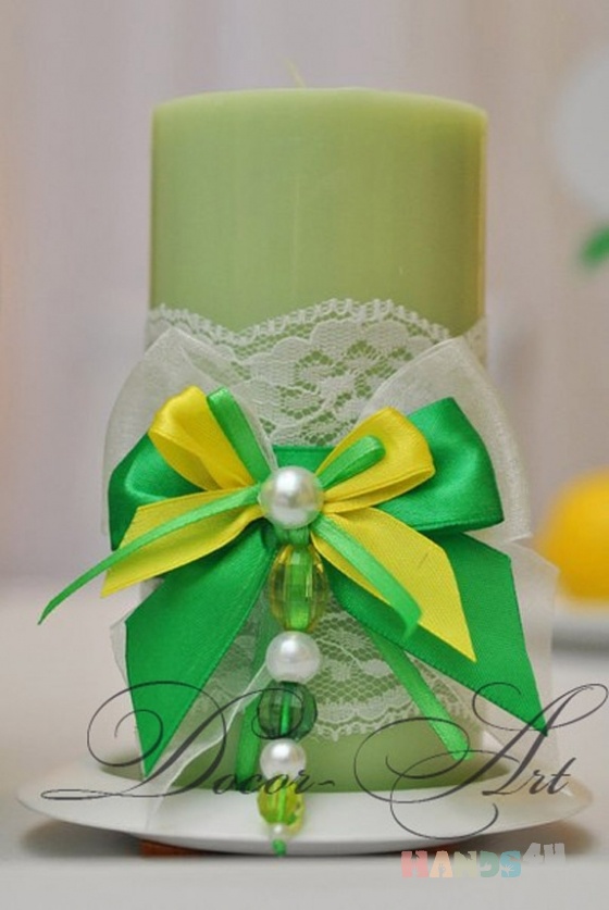 Купить Свеча свадебная очаг, Свадебные свечи, Свадебные аксессуары, Свадебный салон ручной работы. Мастер   (Art-Decor) . зеленая свеча