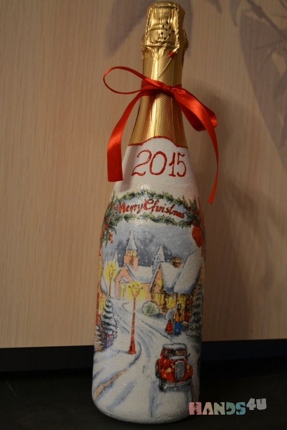 Купить Новогоднее шампанское, Подарки к праздникам ручной работы. Мастер Виктория Димова (Viktoriya) . шампанское