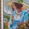 Картина "Девушка с корзинкой цветов"